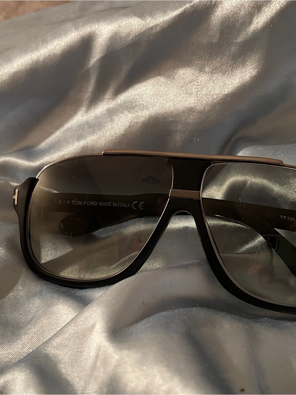 Tom Ford Men’s Black Shield Sunglasses with Metal Brow Bar